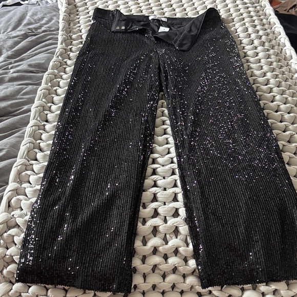 LOFT Pants - LOFT Black Sequin Wide Leg Pants